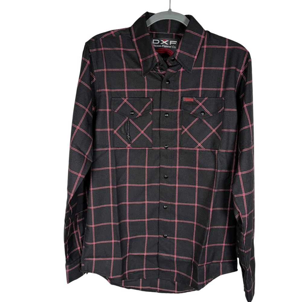 Dixxon The Gridlock Flannel Shirt Mens Small Snap Front Flap Pockets Long Sleeve